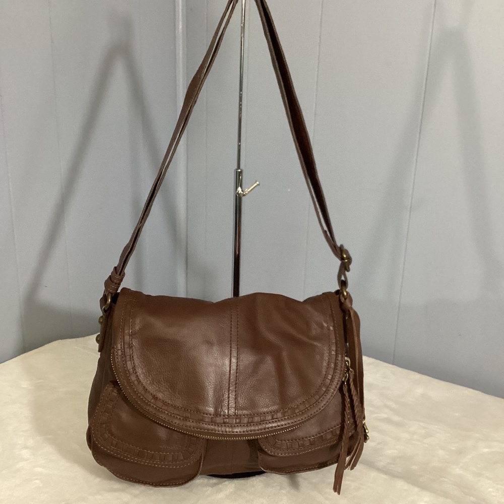 Lucky Brand Leather Multi Compartment Leather Crossbody